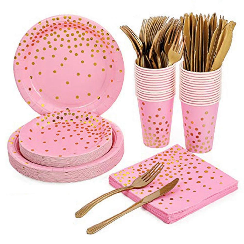 Pink Gold Party Set Plate Cup Tableware – Serves 10