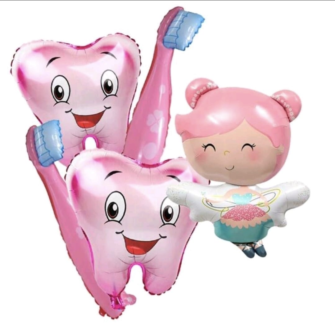 First tooth balloons air filled pink