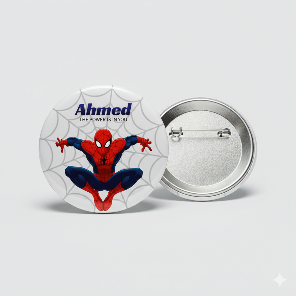 1pc spiderman personalized badges 58mm for Kids Birthday Return Gift