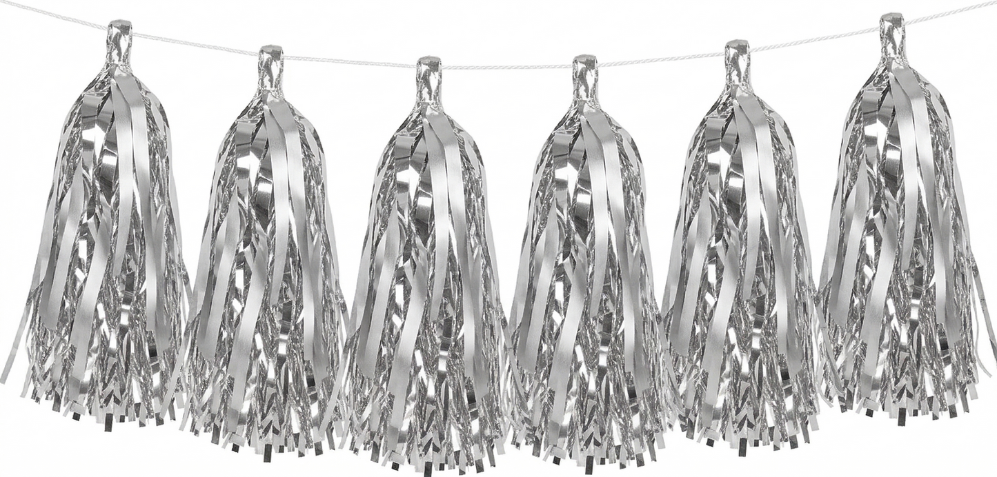 Tassel pack of 12 - shades of silver