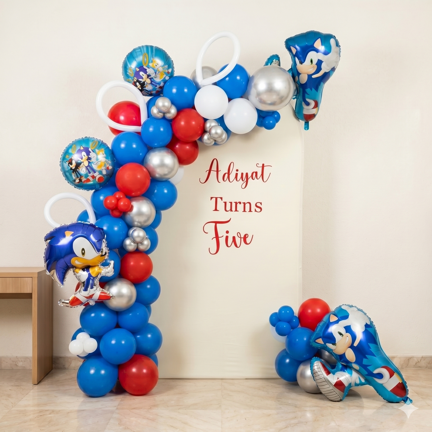 Sonic Birthday decoration set up at the venue