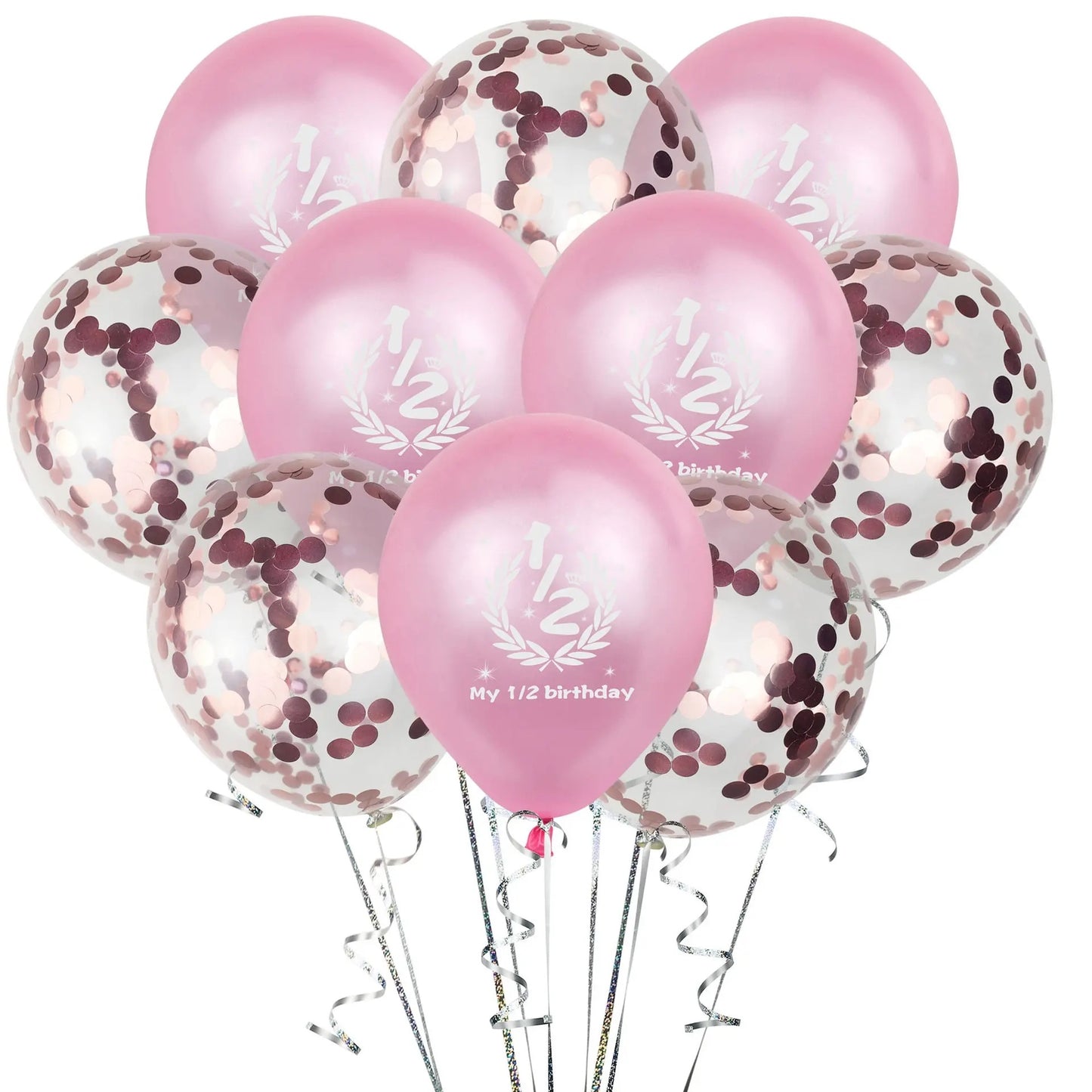 1/2 Birthday Helium Bunch half birthday celebration - 10 pcs pink