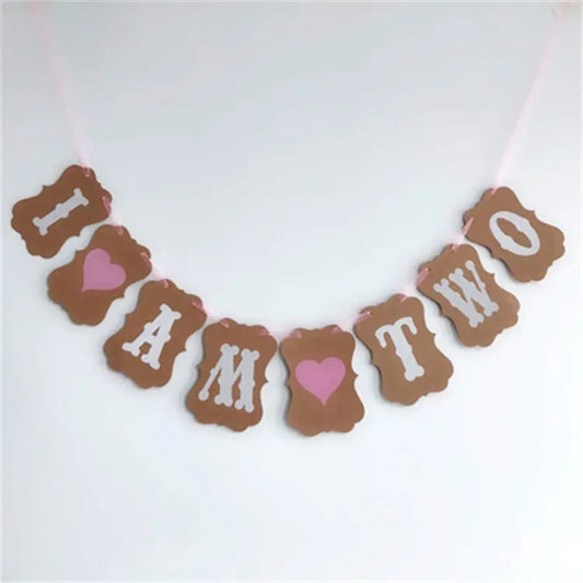 I am two banner - pink