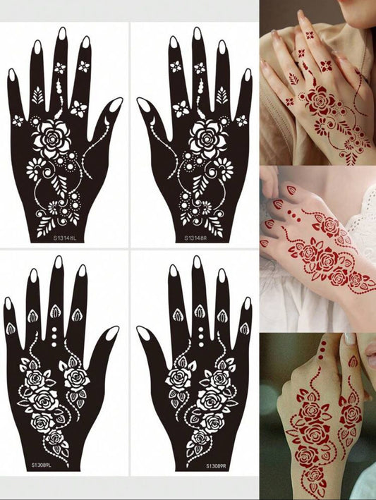 henna stencils- pack of 4pcs