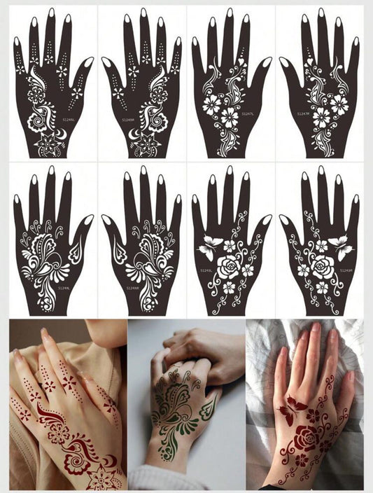 henna stencils- pack of 8 pcs