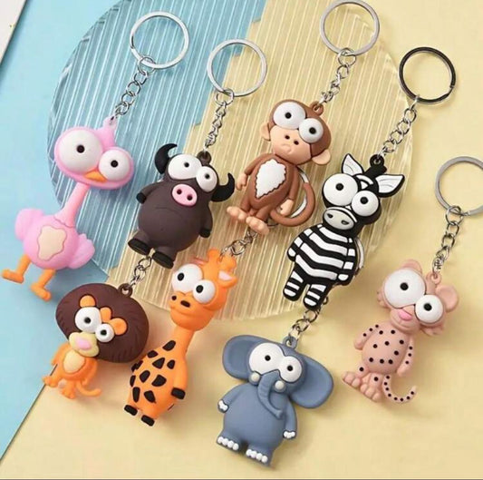 Cute Animal Cartoon Keychain - Pack Of 8