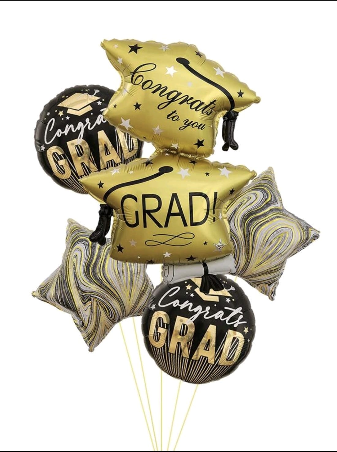 gold graduation balloons