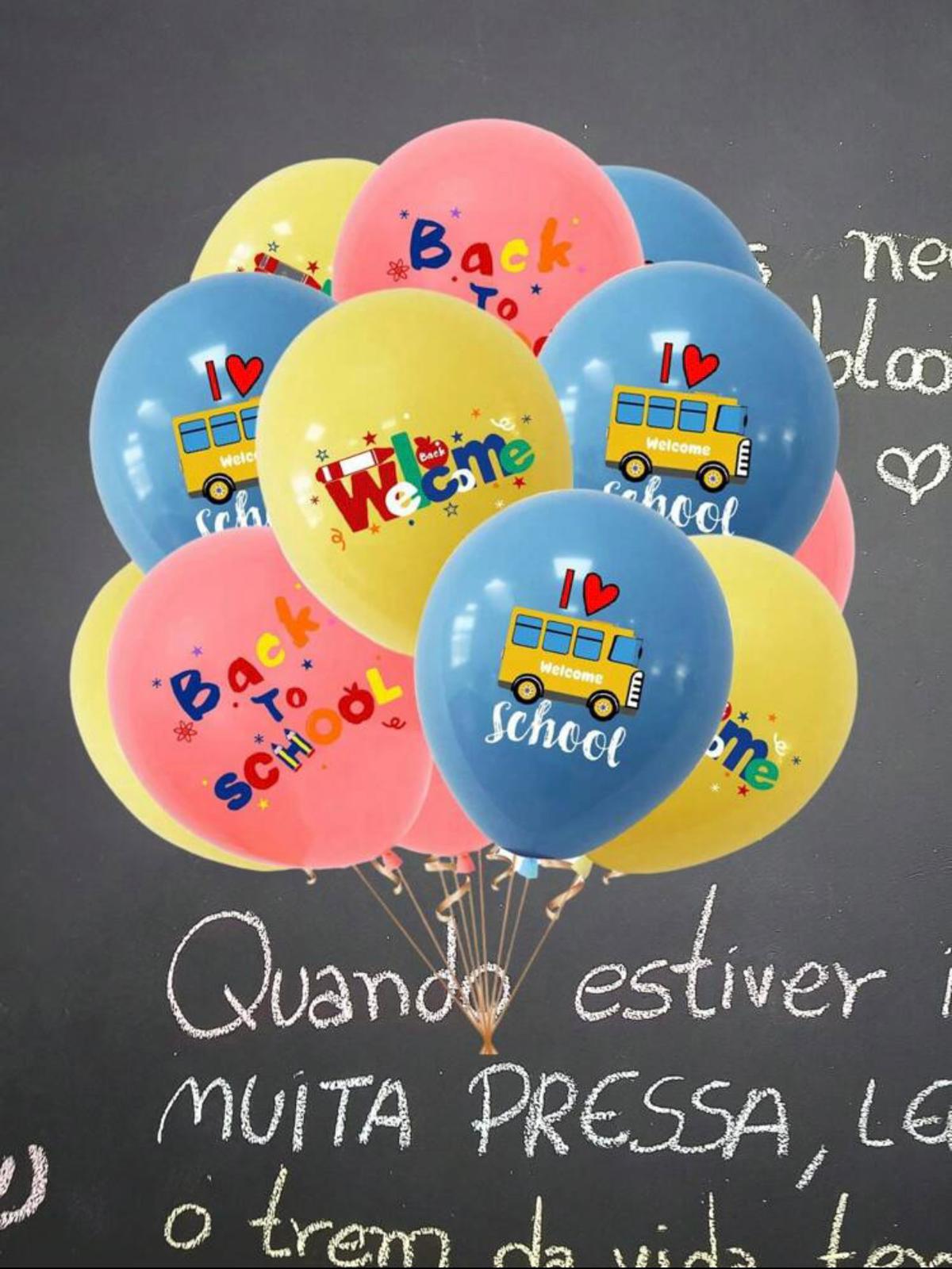 Back to school printed balloons - 10 pcs helium filled