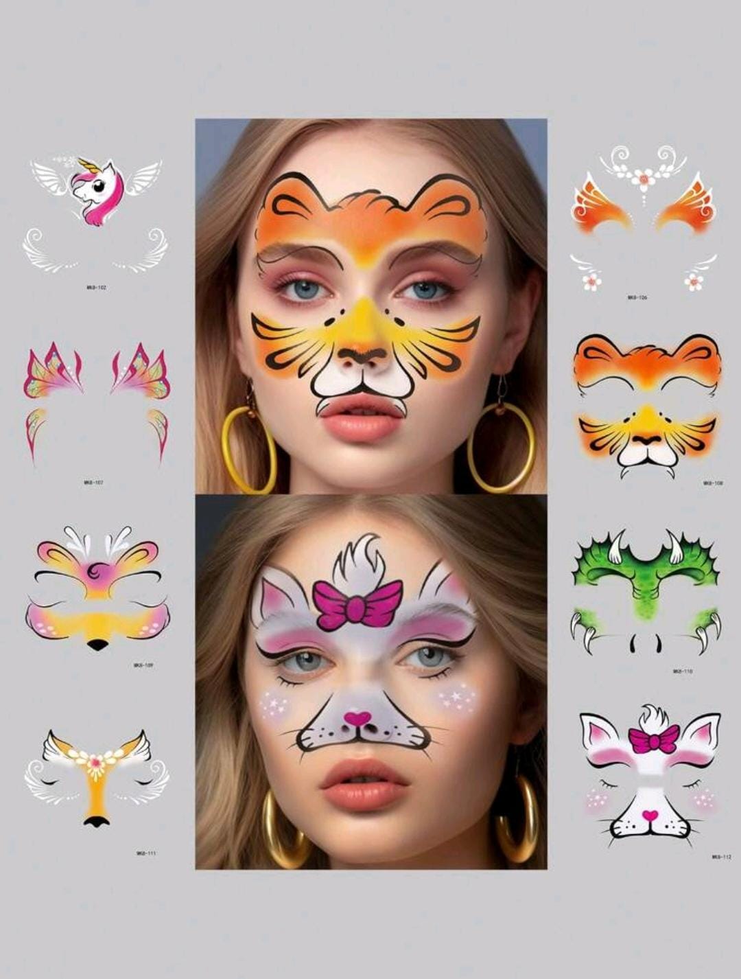 8pcs animal face stickers