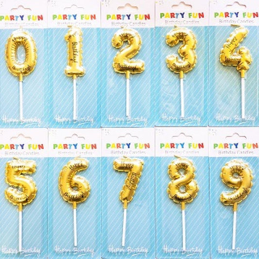 Gold Foil Number Balloon Candles