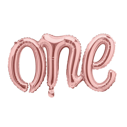 One first birthday cursive non inflated - rosegold