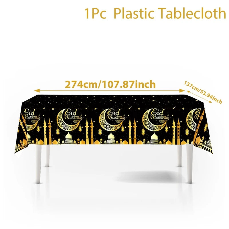 Eid Mubarak table cover - black