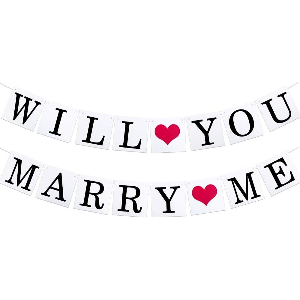 WILL YOU MARRY ME Banner Wedding Marriage Engagement Proposal Backdrop Decoration