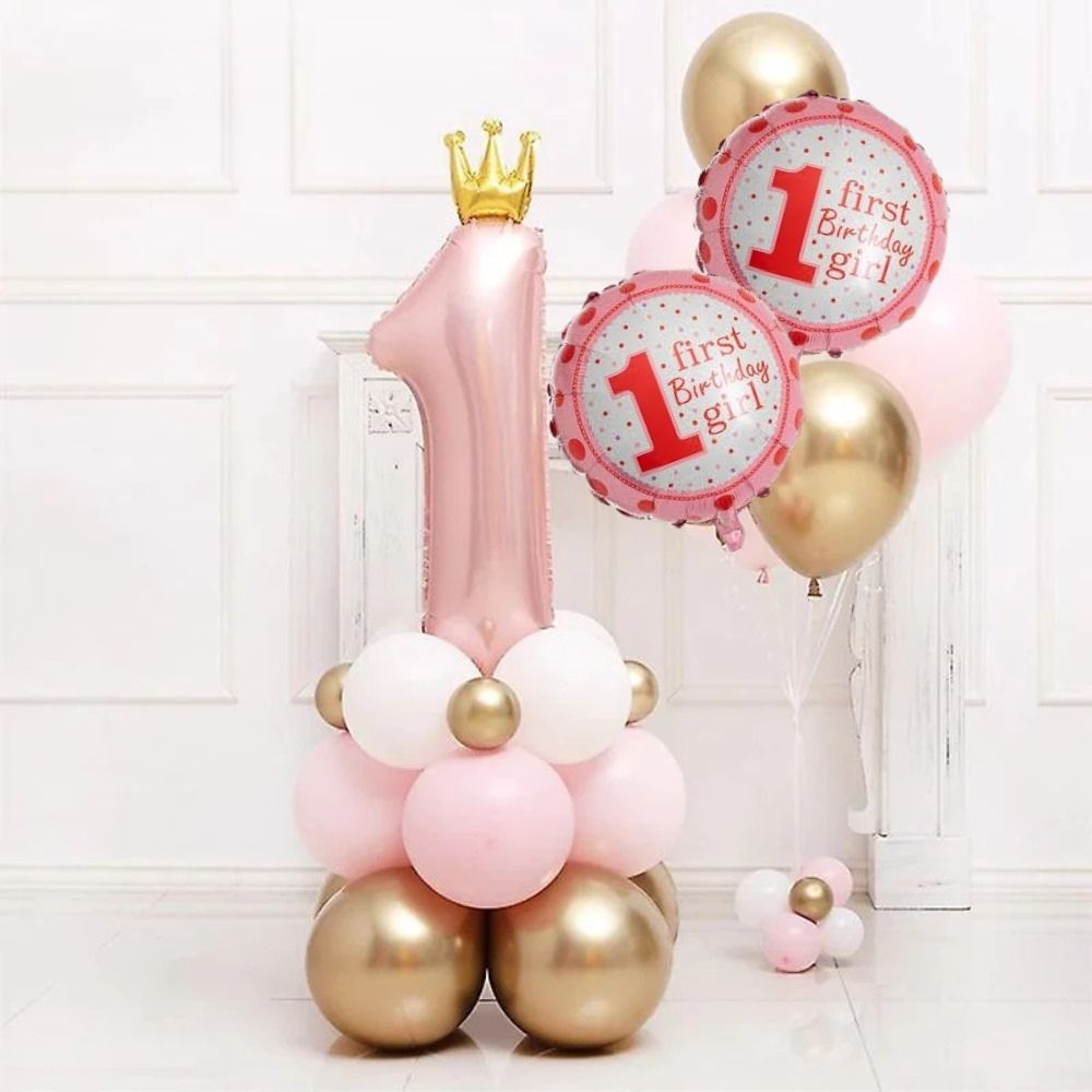 First birthday helium bunch and balloon base girl