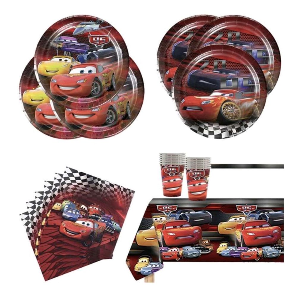 Mc queen tableware plate cup set serves 10