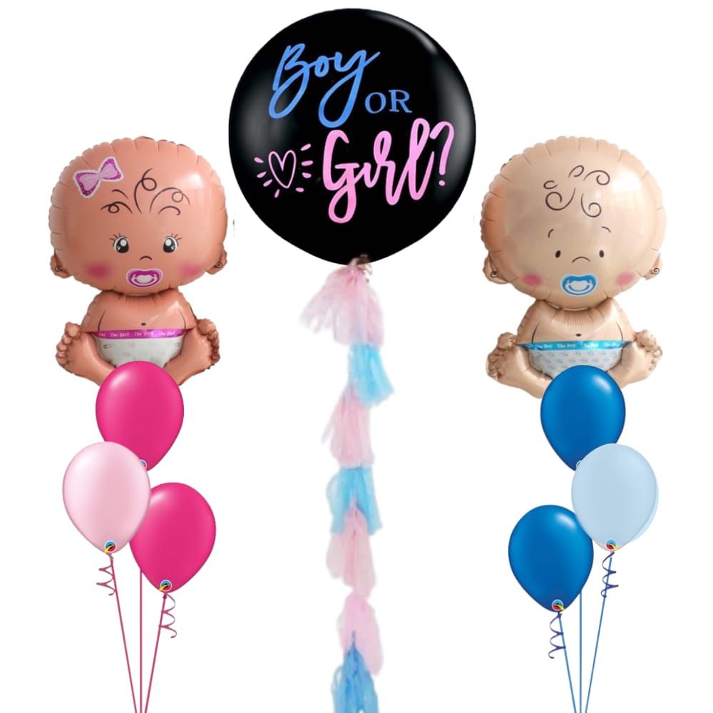 Gender reveal helium bunch with tassels