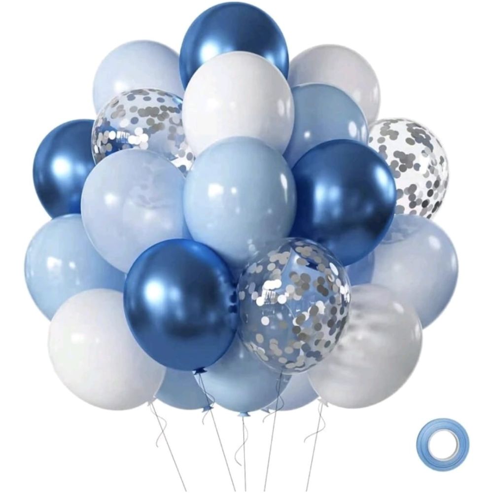 Blue silver 10pcs helium balloons