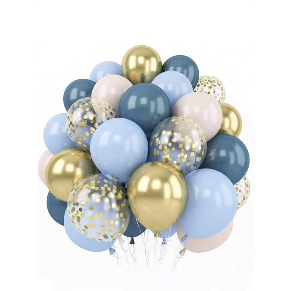 Dirty blue and gold shades 10pcs helium bunch