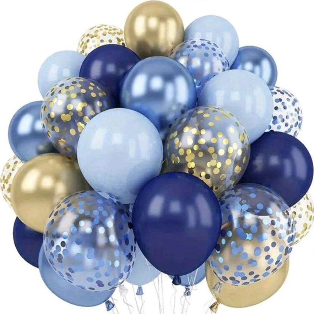 Blue gold helium bunch 10 pcs