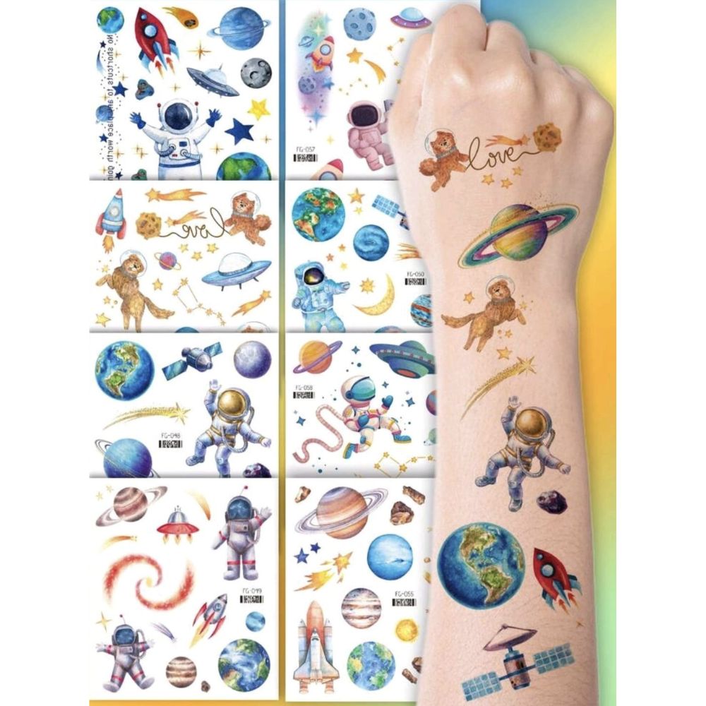 8 sheets of space astronaut tattoos