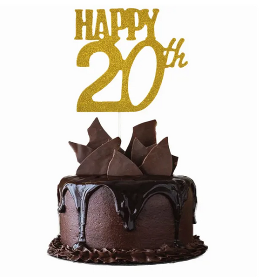 happy 20th cake topper