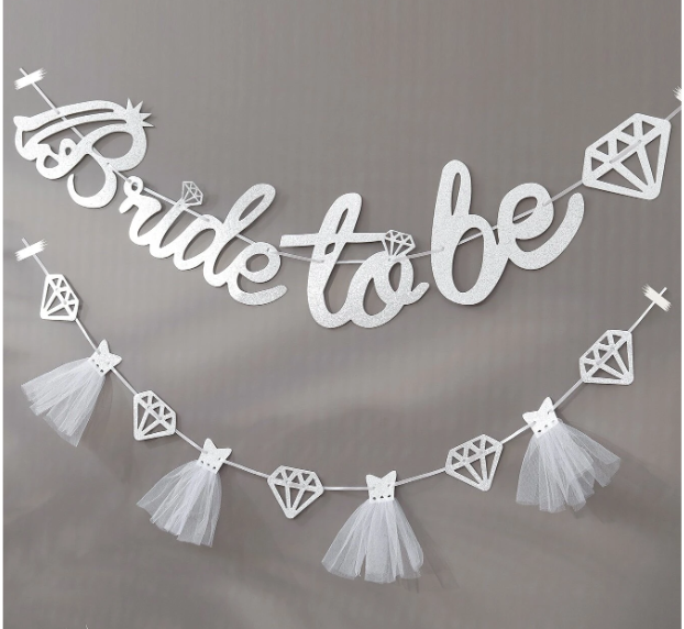 bride to be banner - silver