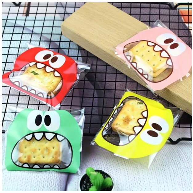 Cute Monster Self-adhesive Gift & Biscuit & Candy Packaging Bag For Foodies