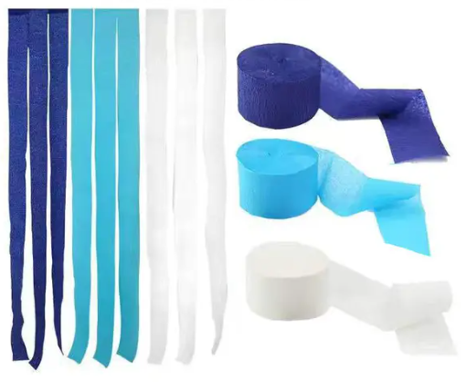 Blue crepe paper streamers