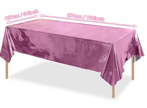 Light pink Shiny Metallic Table Cover - Fits 6ft Table