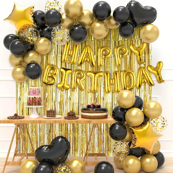 BLACK GOLD birthday decorations