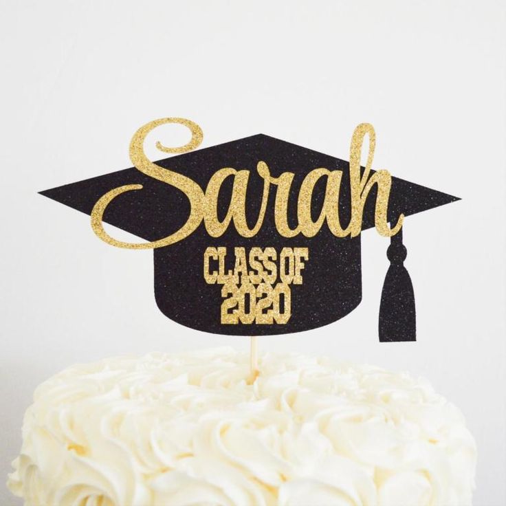Custom Graduation Cake Topper - Personalized Name & Class Year | Glitter Grad Cap Topper for High School & College