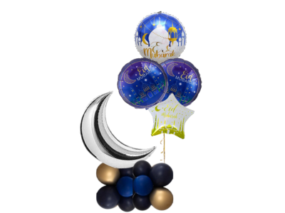 Eid Mubarak Balloon Set – Crescent Moon & Helium Foil Balloons