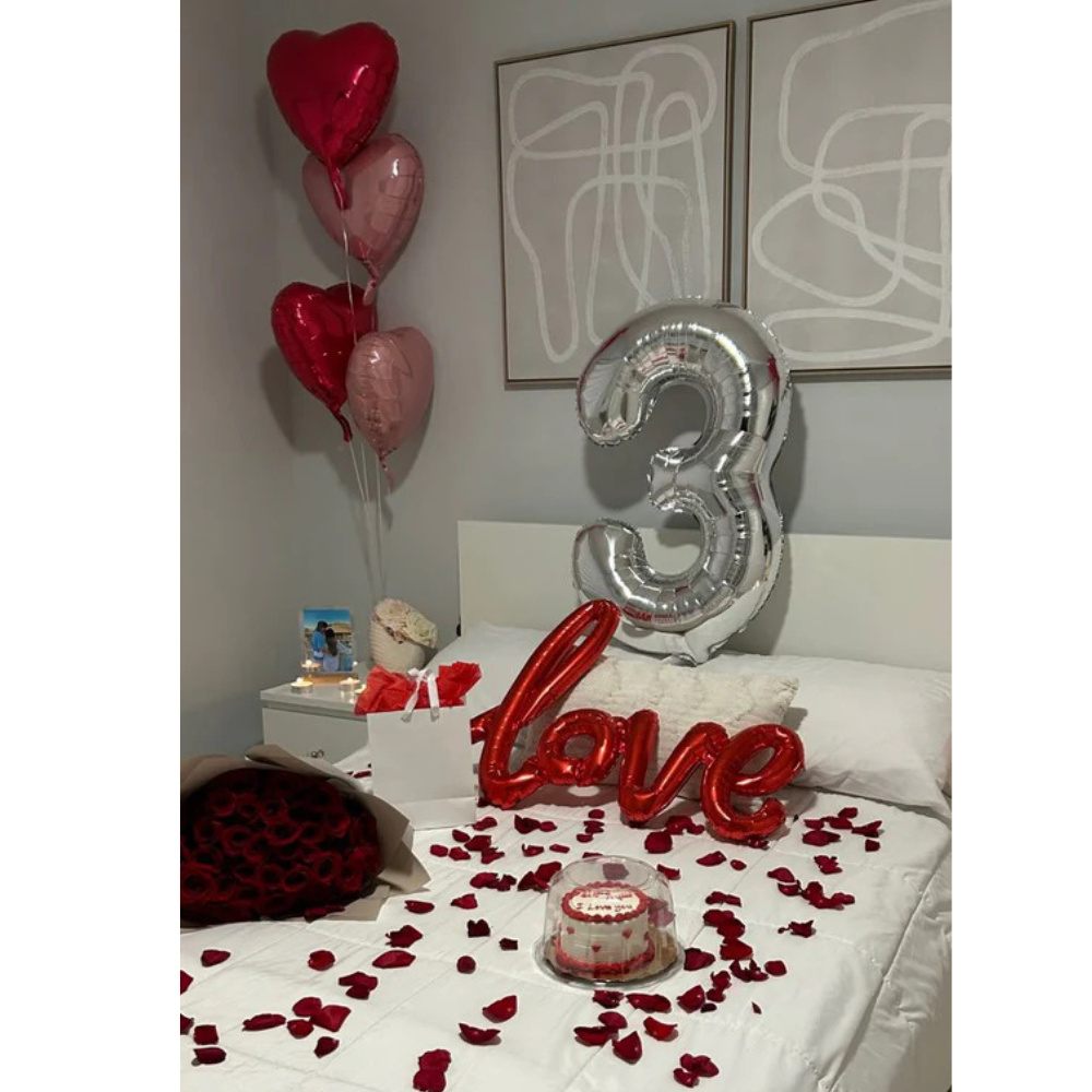 Simple romantic anniversary room decoration