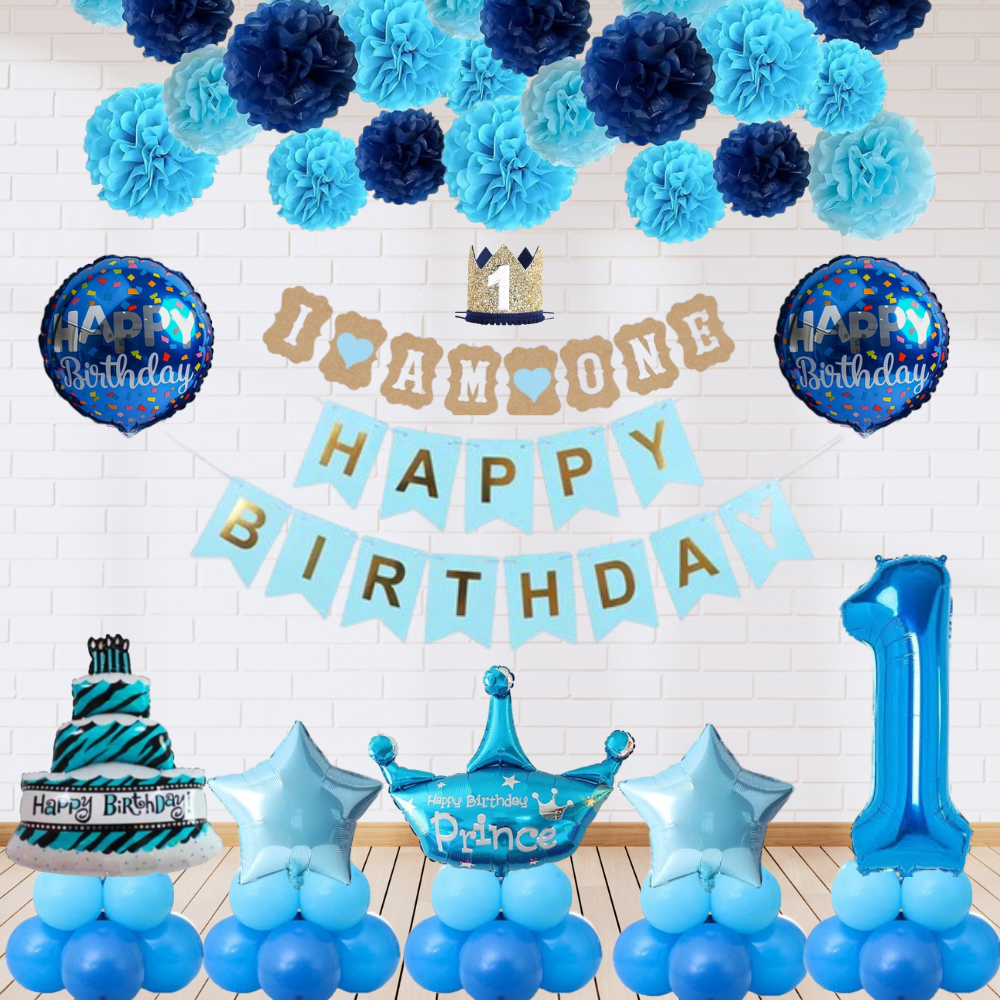 Blue first birthday decoration for your little prince