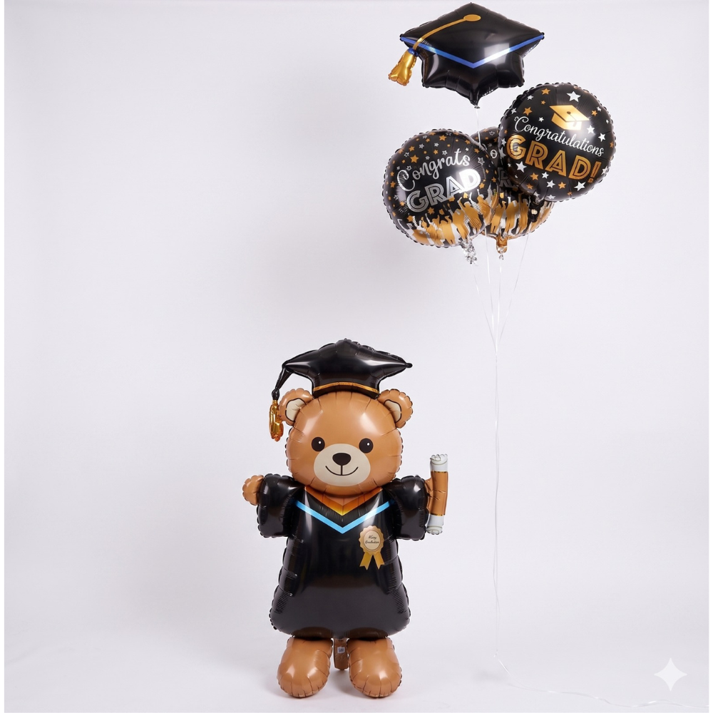 Graduation Teddy Bear Balloon Bouquet