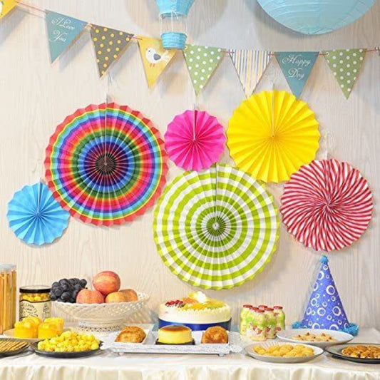 colorful paper fan decoration - pack of 6