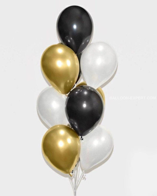 black, chrome gold, pearl white balloons set
