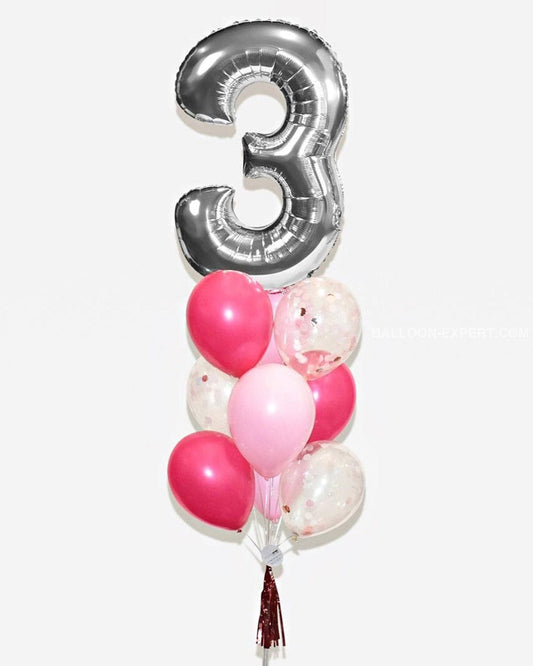 40inches big number with 9 latex balloons