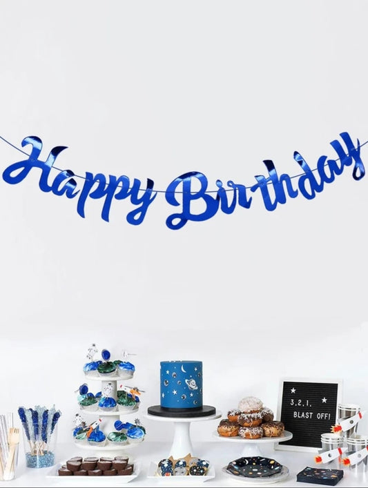 Happy Birthday Banner-Blue