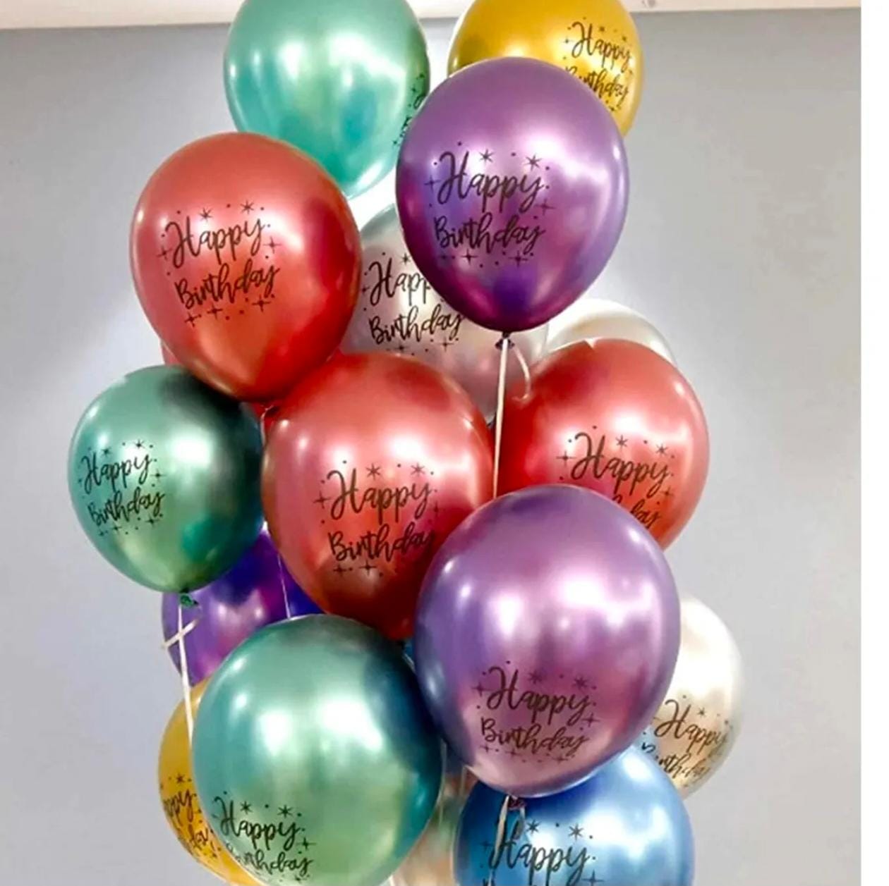 Happy Birthday Mix Chrome Balloons