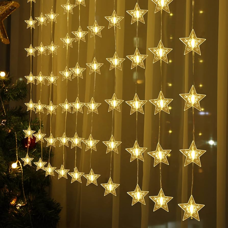 60 lights, 12 line star curtain light
