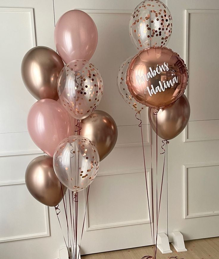 Rosegold personalized helium bunch
