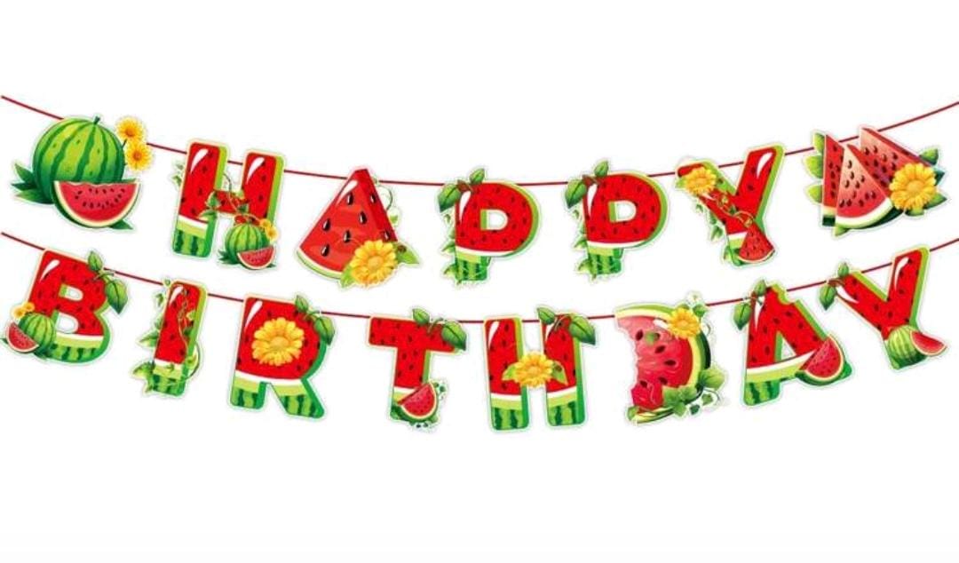 Watermelon themed birthday banner
