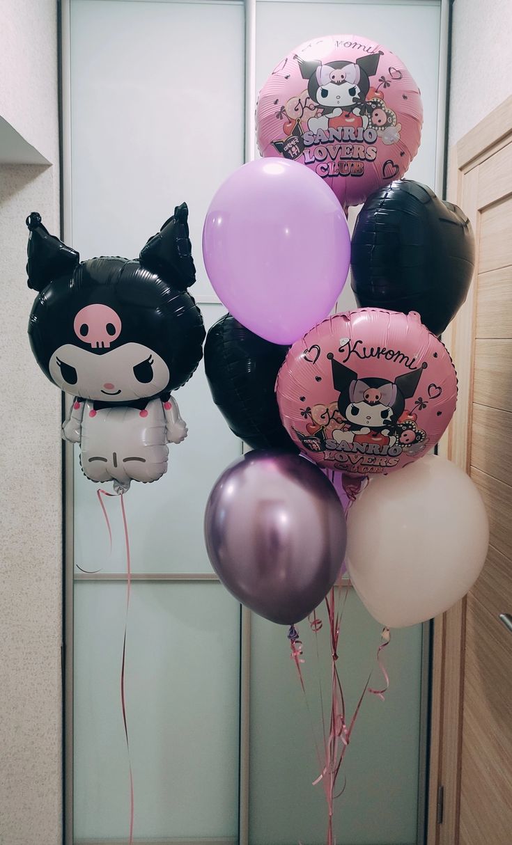 Kuromi pink black helium bunch