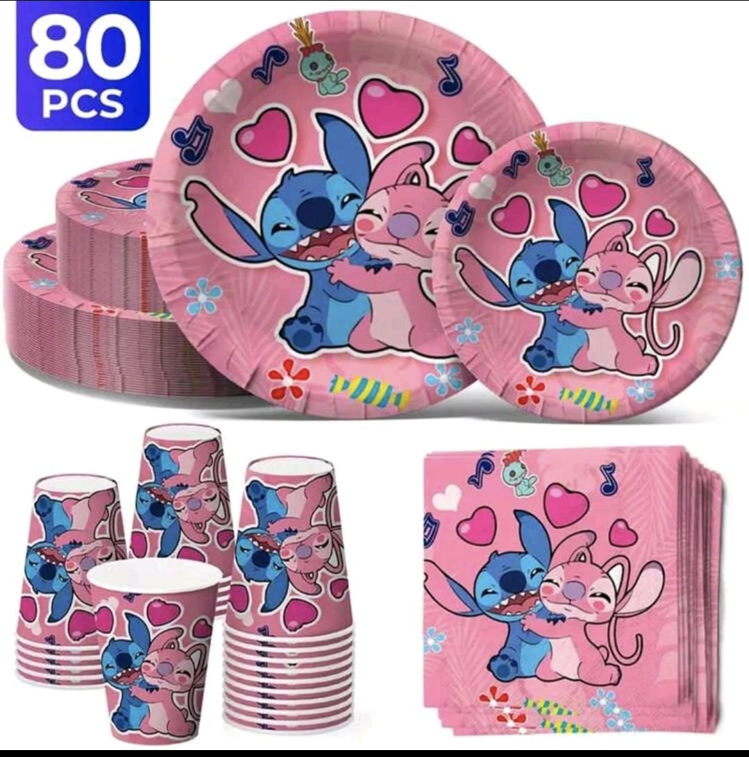 Lilo stitch plate cup tableware serves 20