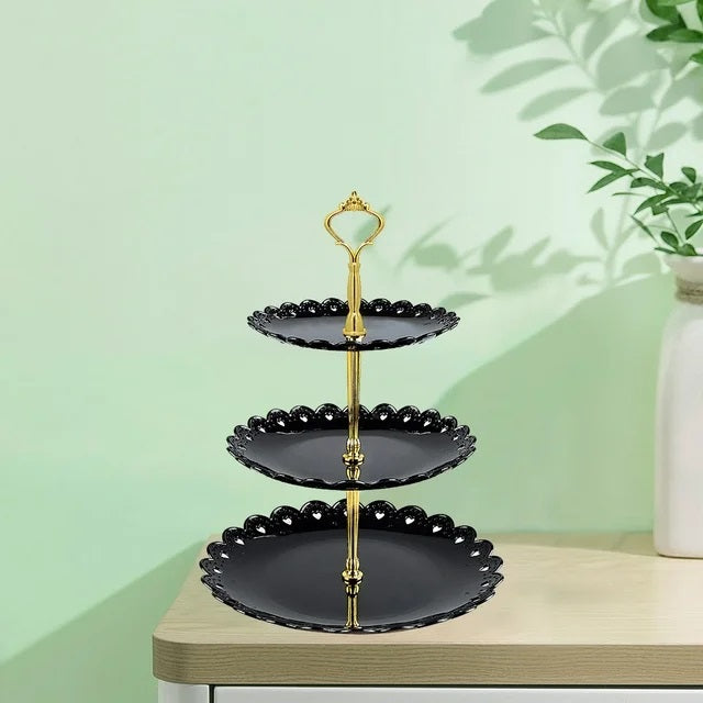 Black Gold Plastic Dessert Stand Pastry Stand Cake Stand Cupcake Stand Holder Serving Platter