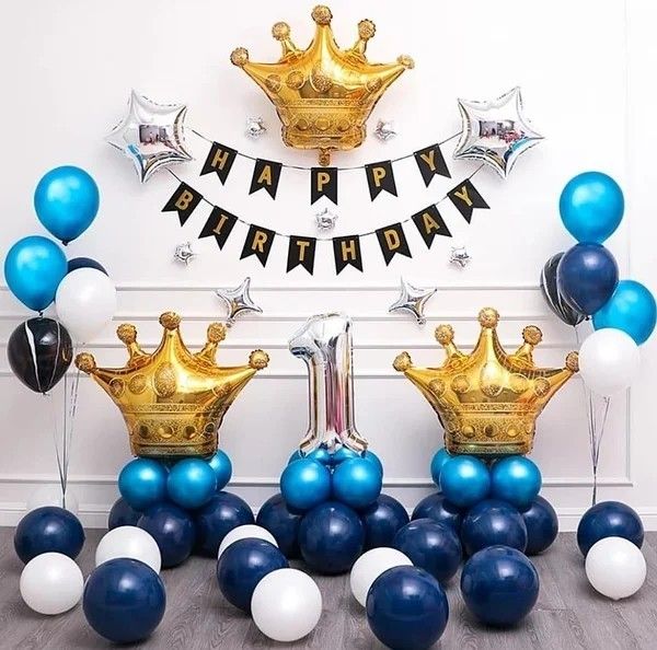 Navy blue crown birthday decoration - first birthday