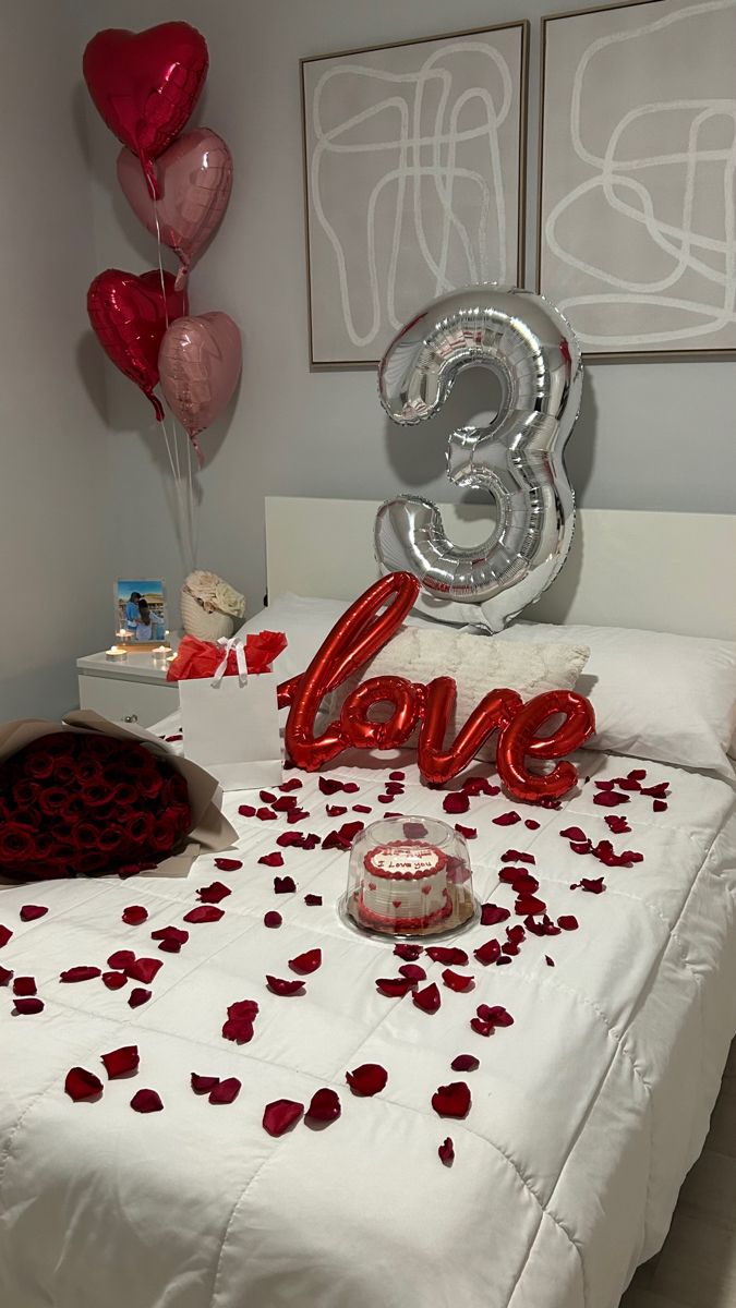Simple romantic anniversary room decoration
