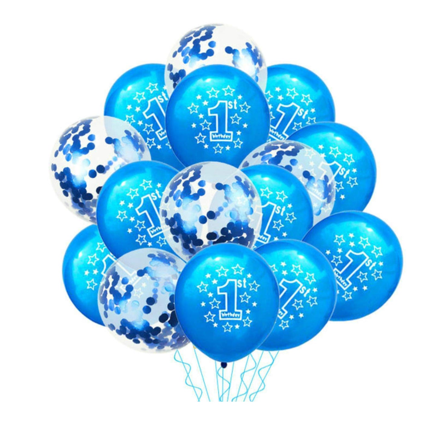 First birthday blue printed balloons 10pcs helium filled