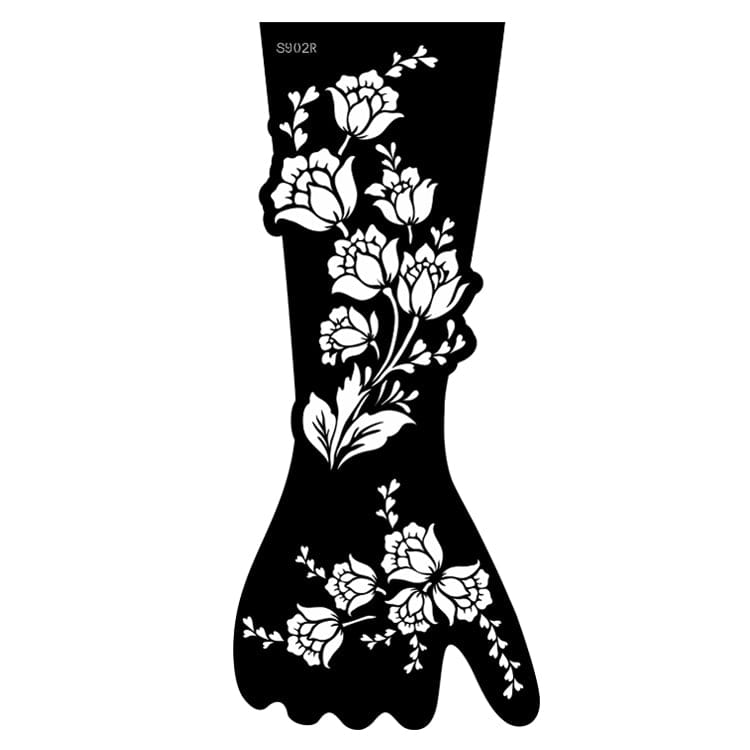 Premium Reusable Henna Stencil Sticker – Model S902R Floral Mandala Design for Hands - 1pair (Copy)